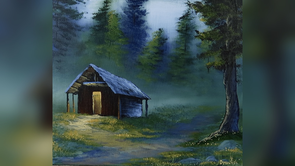 How to Paint a Cabin in the Woods Acrylics