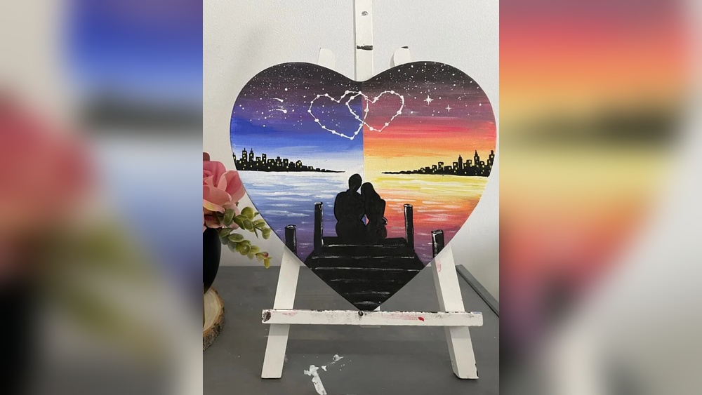 How to Paint a Couple Silhouette Wall Art